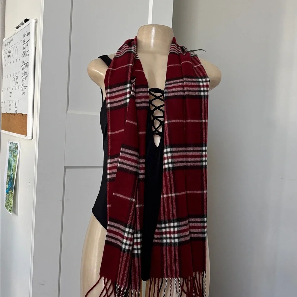Stafford Red Plaid Fringed Men's Scarf